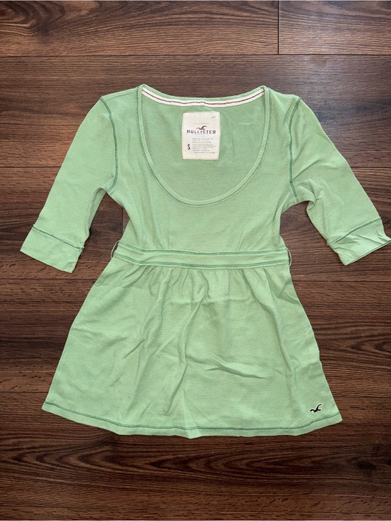 Hollister Tops - Vintage Hollister Y2K Green Waffle Knit Scoop Neck Babydoll Top